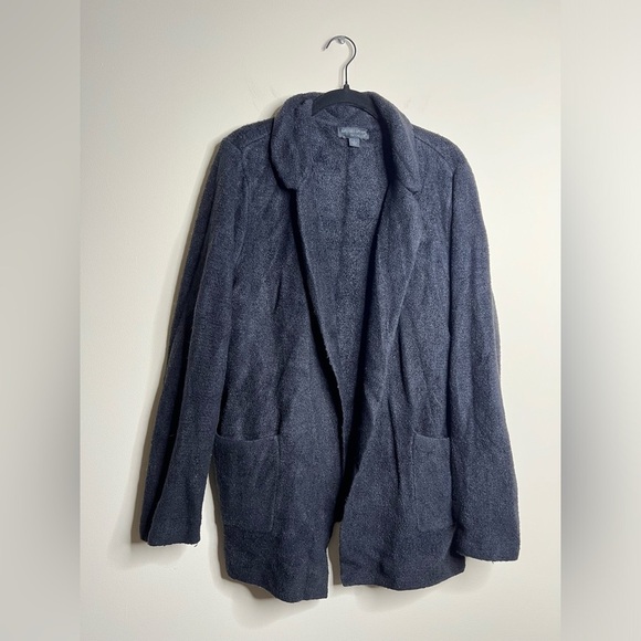 Barefoot Dreams CozyChic Notch Collar Black Cardigan blazer heavy Large - Picture 3 of 7